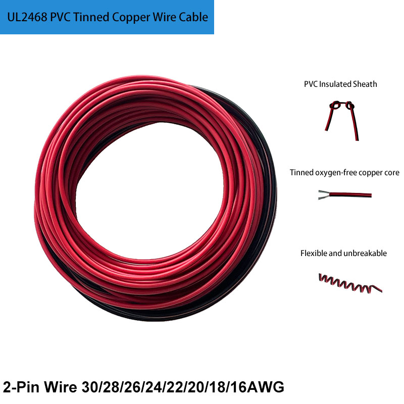 Wire 22 Gauge Copper - UL2468 PVC 2-Pin Tel Kalaylı Bakır