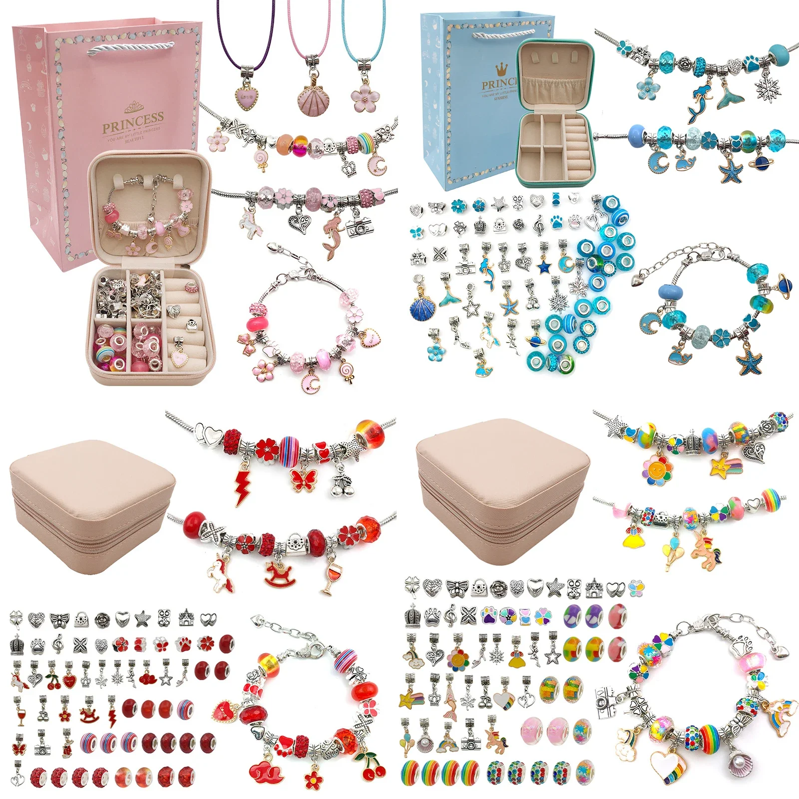 Jewelry Making Tutorial - Kızlar için Charm bilezik yapma kiti,
